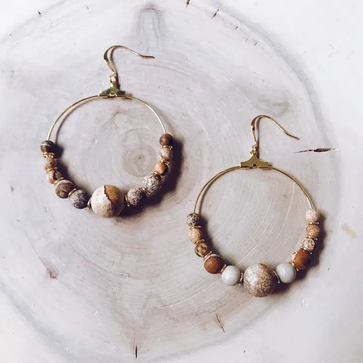 GEMSTONE HOOP EARRING